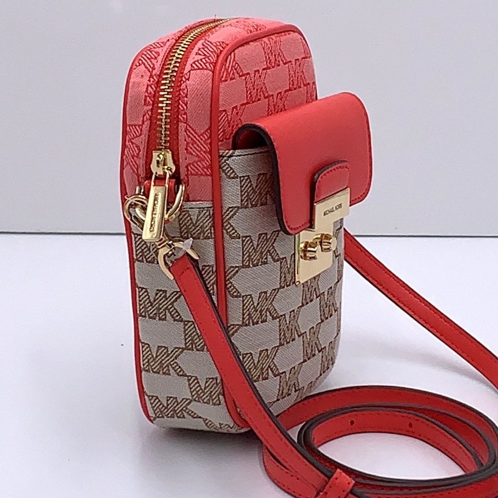 MICHAEL KORS SLOAN EDITOR SMALL NS TOP ZIP FLAP PACKET XBODY GRAPEFRUIT MULTI - Picture 6 of 16